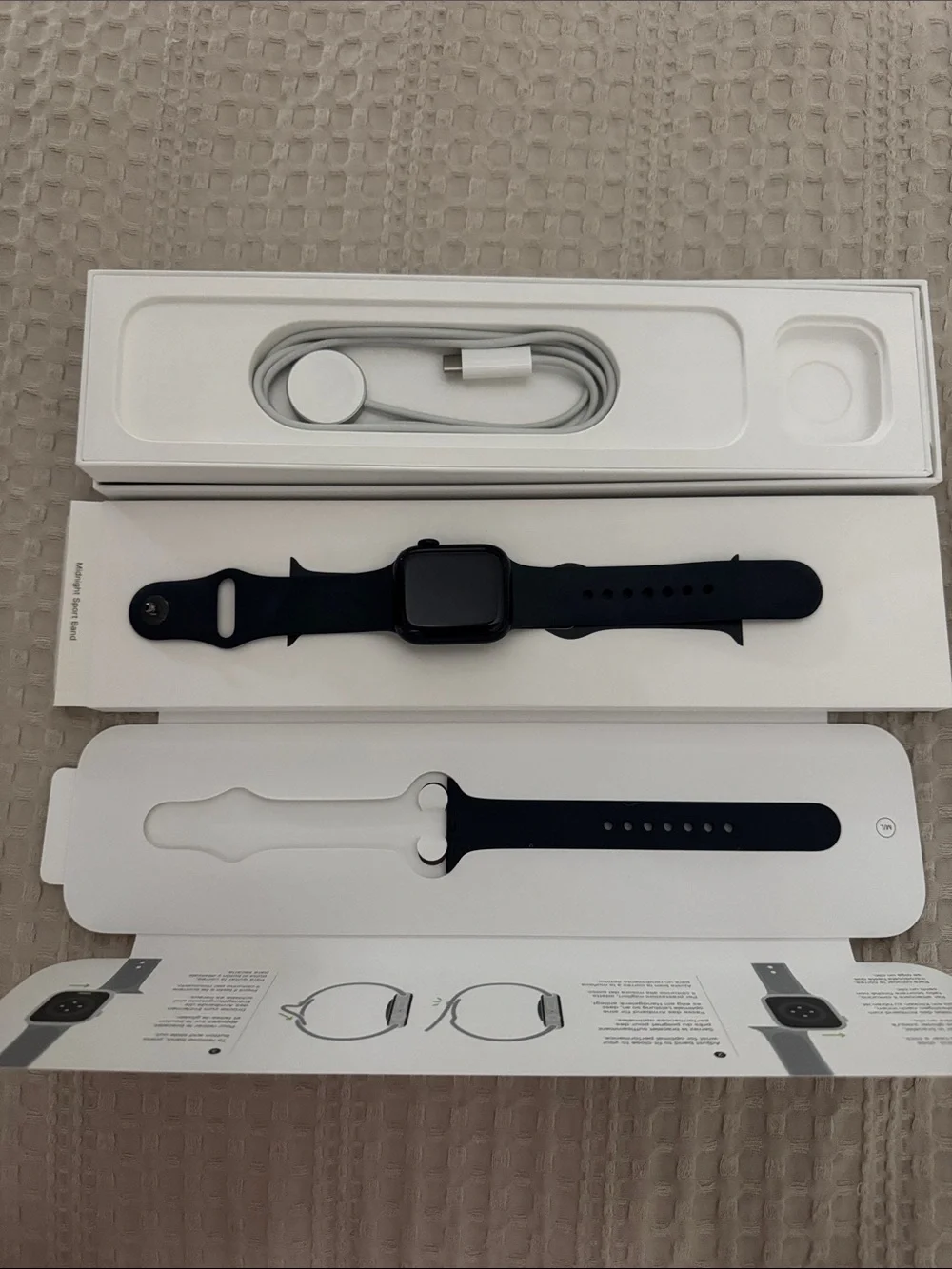 Series 7 - 41MM Apple Watch with Black Silicone Sport Band and Charger